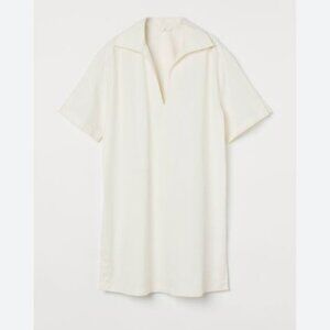 H&M || Beige Cotton Twill Collared Shirt-Dress